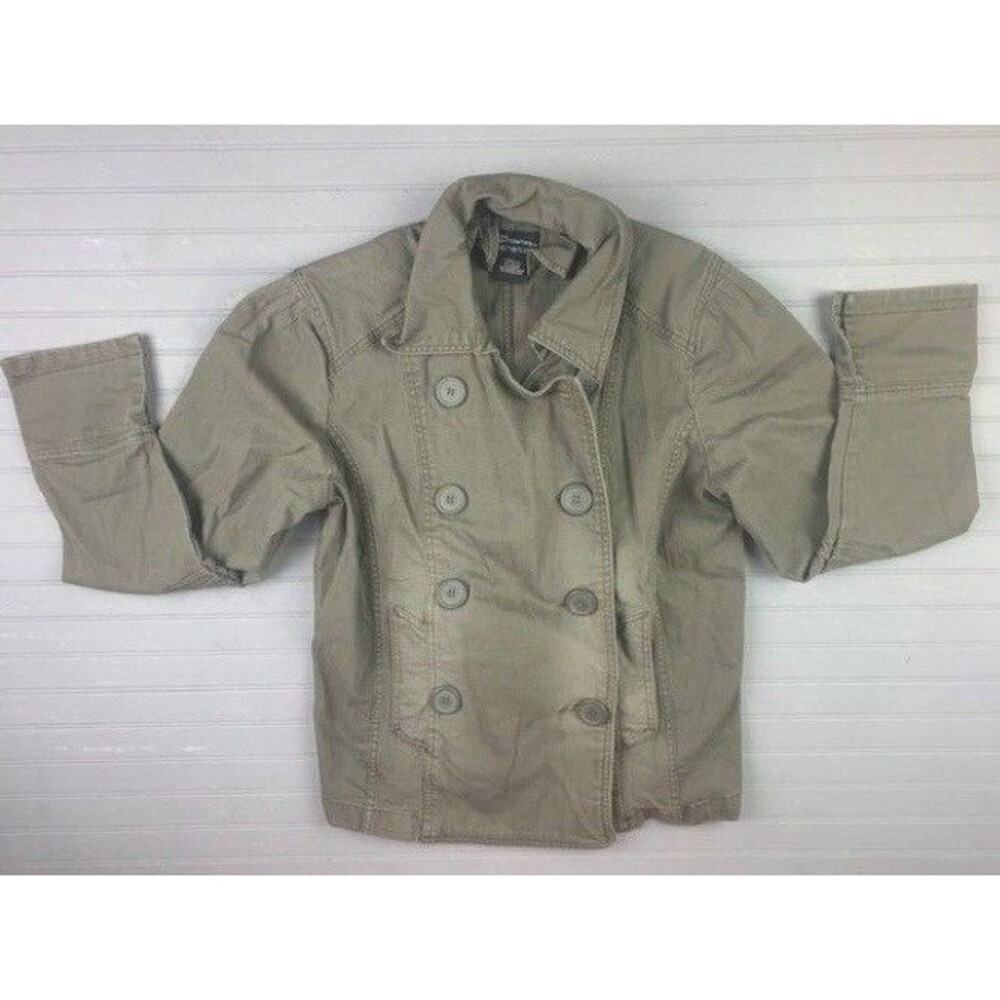 No Boundaries Size XL Juniors Army Green Jacket Double Button Front
